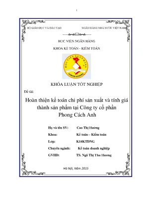 Hoàn thiện kế toán chi phí sản xuất và giá thành sản