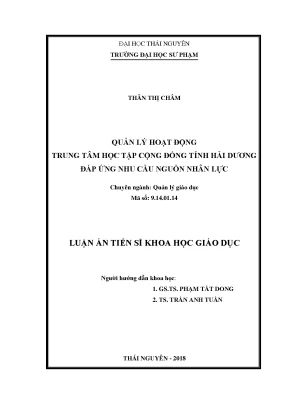 Quản Lý Hoạt Động Trung Tâm Học Tập Cộng Đồng Tỉnh Hải Dương