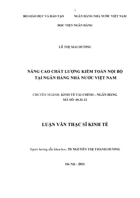 Nâng Cao Chất Lượng Kiểm Toán Nội Bộ Tại Ngân Hàng Nhà