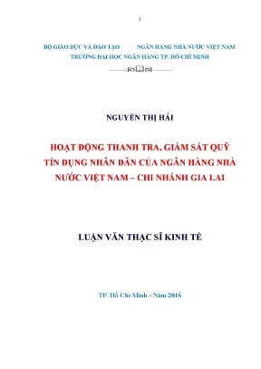 Hoạt Động Thanh Tra và Giám Sát Quỹ Tín Dụng Nhân Dân