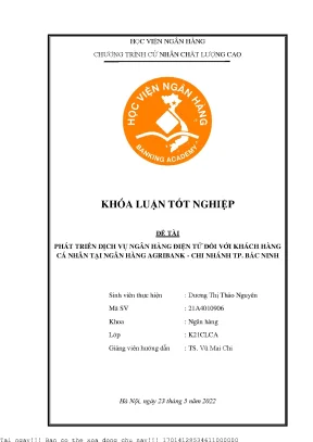 Phát Triển Dịch Vụ Ngân Hàng Điện Tử Tại Agribank Bắc Ninh
