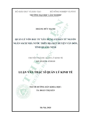 Quản Lý Vốn Đầu Tư Xây Dựng Cơ Bản Từ Ngân Sách Nhà Nước