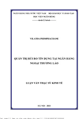 Quản Trị Rủi Ro Tín Dụng Tại Ngân Hàng Ngoại Thương Lào