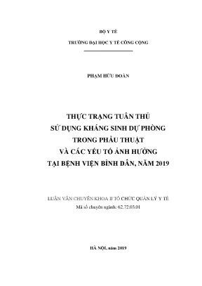 Thực Trạng Sử Dụng Kháng Sinh Dự Phòng Trong Phẫu Thuật 