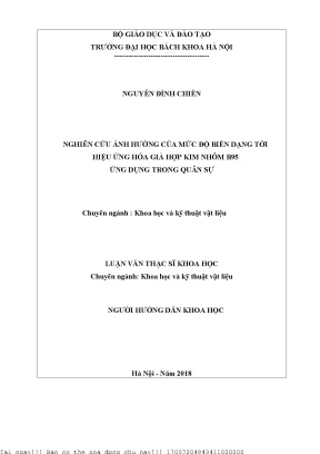 Nghiên Cứu Ảnh Hưởng Của Mức Độ Biến Dạng Đến Hiệu Ứng 