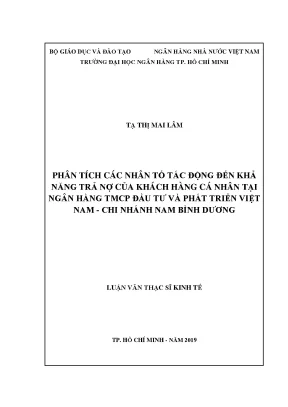 Phân Tích Các Nhân Tố Ảnh Hưởng Đến Khả Năng Trả Nợ Của