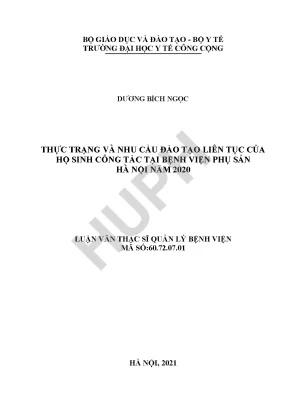 Nhu Cầu Đào Tạo Liên Tục Của Hộ Sinh Tại Bệnh Viện Phụ
