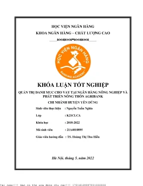 Quản Trị Danh Mục Cho Vay Tại Agribank Yên Dũng: Khóa