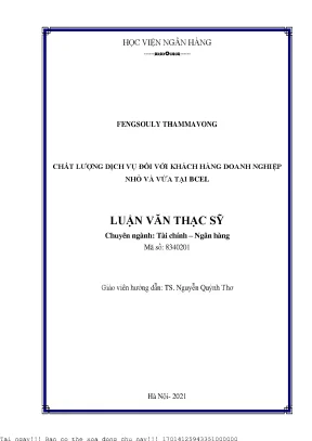Chất Lượng Dịch Vụ Ngân Hàng Đối Với Doanh Nghiệp Nhỏ Và