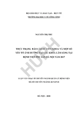 Thực Trạng Báo Cáo Sự Cố Y Khoa Tại Bệnh Viện Phụ Sản Hà