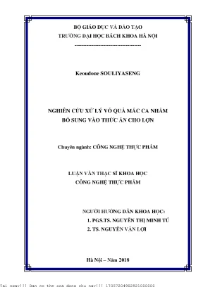 Nghiên Cứu Xử Lý Vỏ Quả Mắc Ca Để Bổ Sung Thức Ăn Cho Lợn