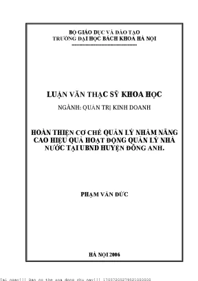 Nâng cao hiệu quả quản lý nhà nước tại UBND huyện Đông Anh