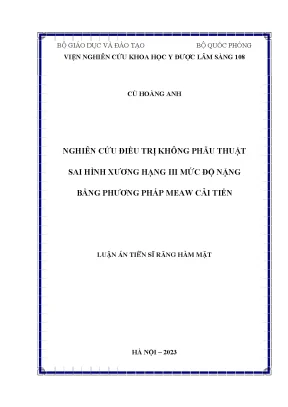 Nghiên Cứu Điều Trị Không Phẫu Thuật Sai Hình Xương Hạng 