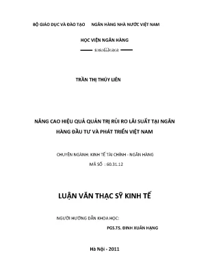 Nâng Cao Hiệu Quả Quản Trị Rủi Ro Lãi Suất Tại Ngân Hàng
