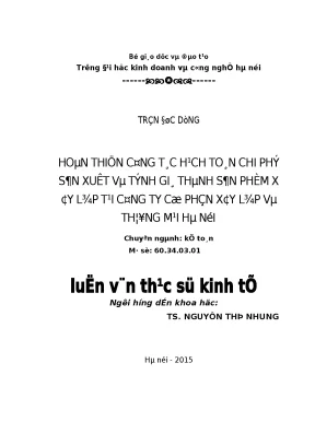 Hoàn thiện kế toán chi phí sản xuất và tính giá thành