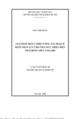 Giải Pháp Hoàn Thiện Công Tác Quy Hoạch Nhân Lực Nhà Máy