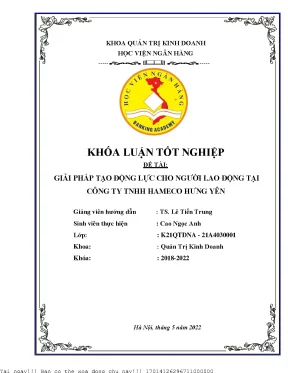 Giải Pháp Tạo Động Lực Cho Người Lao Động Tại Công Ty