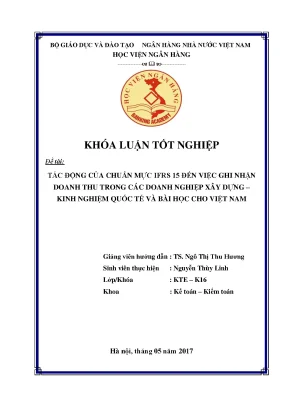 Tác Động Của Chuẩn Mực IFRS 15 Đến Ghi Nhận Doanh Thu