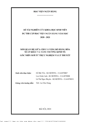 Mối Quan Hệ Giữa Chất Lượng Rổ Hàng Hóa Xuất Khẩu và