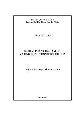 Nghiên Cứu Dưới Vi Phân Của Hàm Lồi Và Ứng Dụng Trong