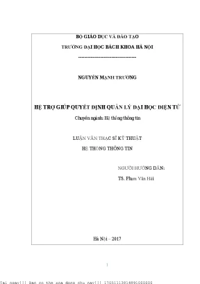 Hệ Trợ Giúp Quyết Định Quản Lý Đại Học Điện Tử Tại