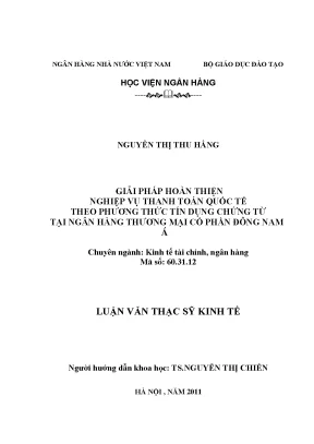 Giải Pháp Hoàn Thiện Nghiệp Vụ Thanh Toán Quốc Tế Tại