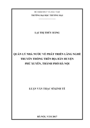 Quản Lý Nhà Nước Về Phát Triển Làng Nghề Truyền Thống