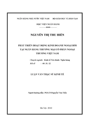 Phát Triển Hoạt Động Kinh Doanh Ngoại Hối Tại Ngân Hàng