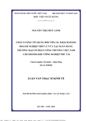 Nâng Cao Chất Lượng Tín Dụng Cho Doanh Nghiệp Nhỏ Và Vừa