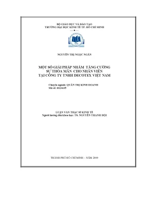 Giải Pháp Tăng Cường Sự Thỏa Mãn Nhân Viên Tại Công Ty