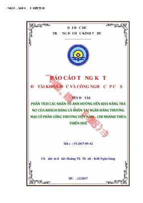 Phân Tích Nhân Tố Ảnh Hưởng Đến Khả Năng Trả Nợ Của