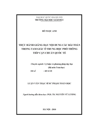 Giảng Dạy Toán Học Trong Tam Giác: Tiếp Cận Chuẩn Quốc 