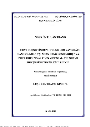 Nâng Cao Chất Lượng Tín Dụng Trong Cho Vay Khách Hàng Cá