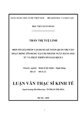 Giải Pháp Vận Dụng Kế Toán Quản Trị Trong Hoạt Động Tín