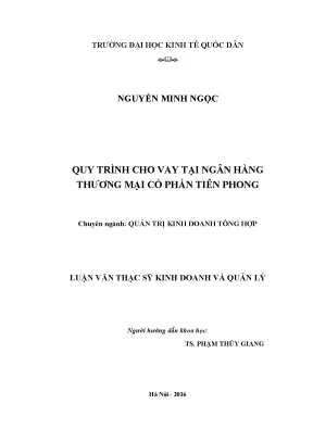 Quy Trình Cho Vay Tại Ngân Hàng Thương Mại Cổ Phần Tiên 