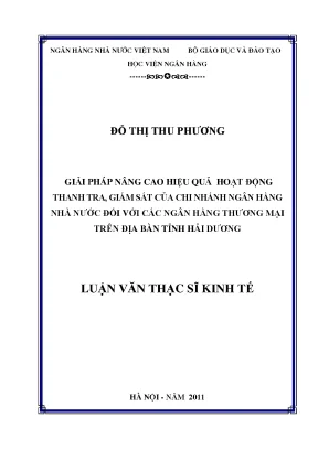 Nâng Cao Hiệu Quả Hoạt Động Thanh Tra Ngân Hàng Tại Hải