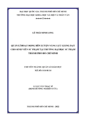 Quản Lý Hoạt Động Rèn Luyện Năng Lực Giảng Dạy Cho Sinh