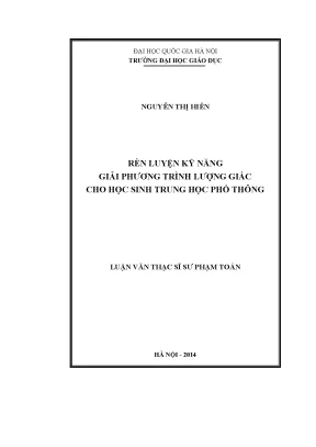 Rèn Luyện Kỹ Năng Giải Phương Trình Lượng Giác Cho Học 