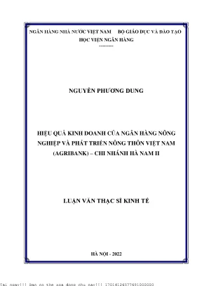 Hiệu Quả Kinh Doanh của Agribank Chi Nhánh Hà Nam II
