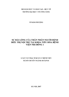 Nghiên Cứu Sự Hài Lòng Của Thân Nhân Người Bệnh Tại Khoa