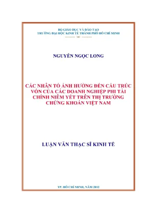Các Nhân Tố Ảnh Hưởng Đến Cấu Trúc Vốn Của Doanh Nghiệp