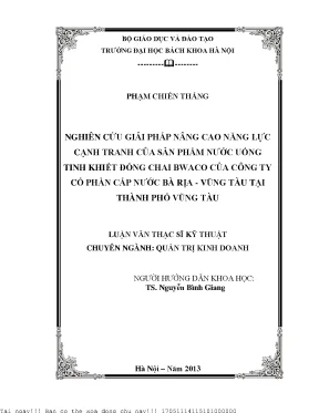 Nâng Cao Năng Lực Cạnh Tranh Sản Phẩm Nước Uống Tinh