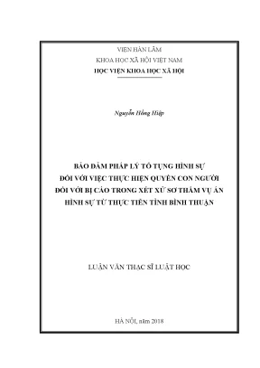 Bảo Đảm Quyền Con Người Trong Tố Tụng Hình Sự Tại Bình Thuận