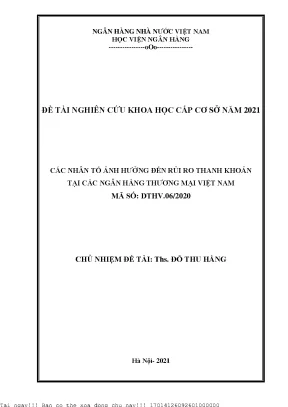 Nghiên Cứu Các Nhân Tố Ảnh Hưởng Đến Rủi Ro Thanh Khoản