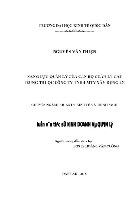 Nâng Cao Năng Lực Quản Lý Cán Bộ Cấp Trung Tại Công Ty 