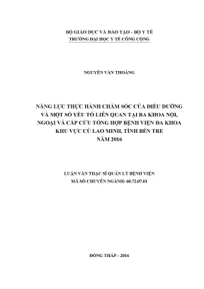 Năng Lực Thực Hành Chăm Sóc Của Điều Dưỡng Tại Bệnh Viện