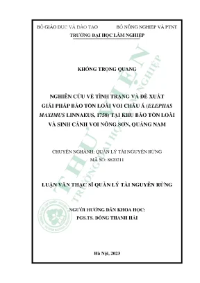 Giải Pháp Bảo Tồn Loài Voi Châu Á Tại Khu Bảo Tồn Nông
