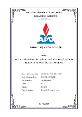Hoàn thiện công tác quản lý ngân sách nhà nước tại huyện