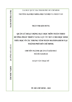 Quản Lý Hoạt Động Dạy Học Môn Toán Tại Trung Tâm