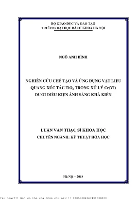 Nghiên Cứu Vật Liệu Quang Xúc Tác TiO2 Trong Xử Lý